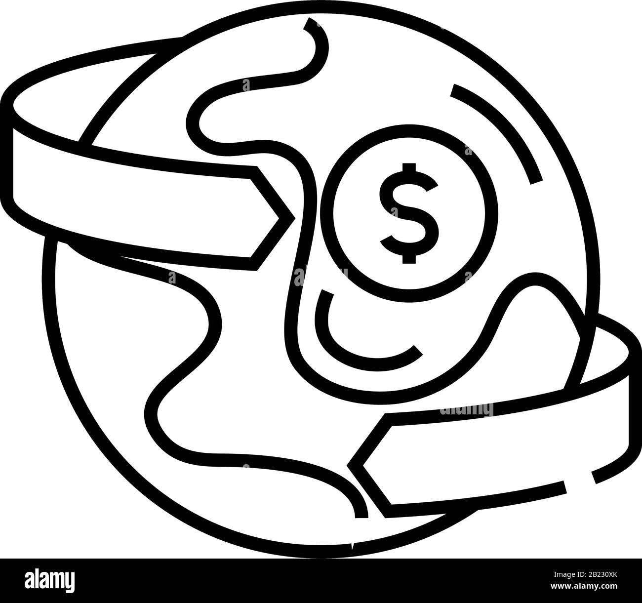 Money transfer line icon, concept sign, outline vector illustration ...