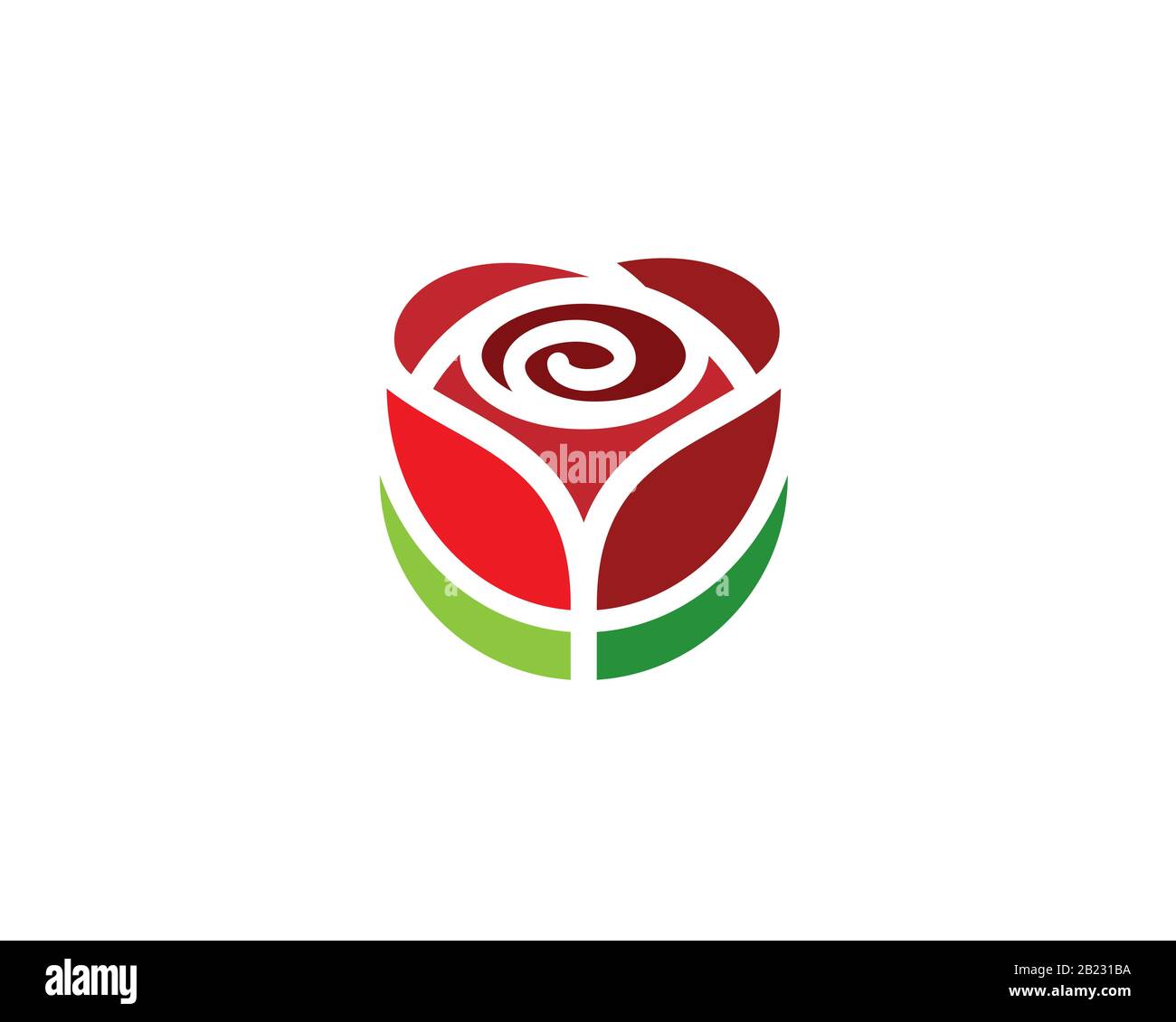simple rose with green leaves logo vector Stock Vector