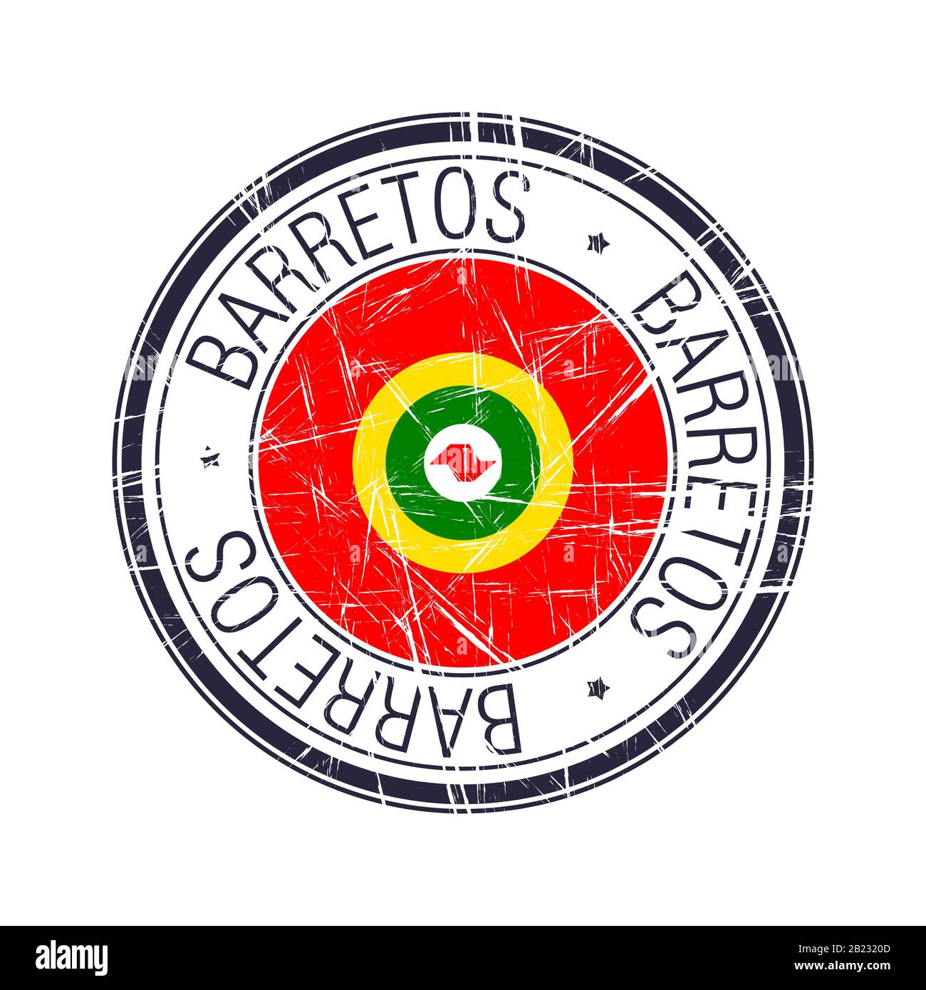City of Barretos, Brazil postal rubber stamp, vector object over white background Stock Vector