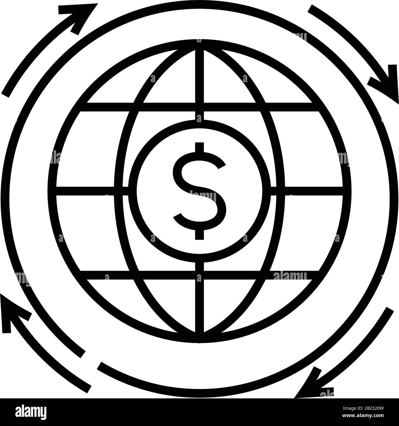 Money transfer illustration line icon, concept sign, outline vector ...