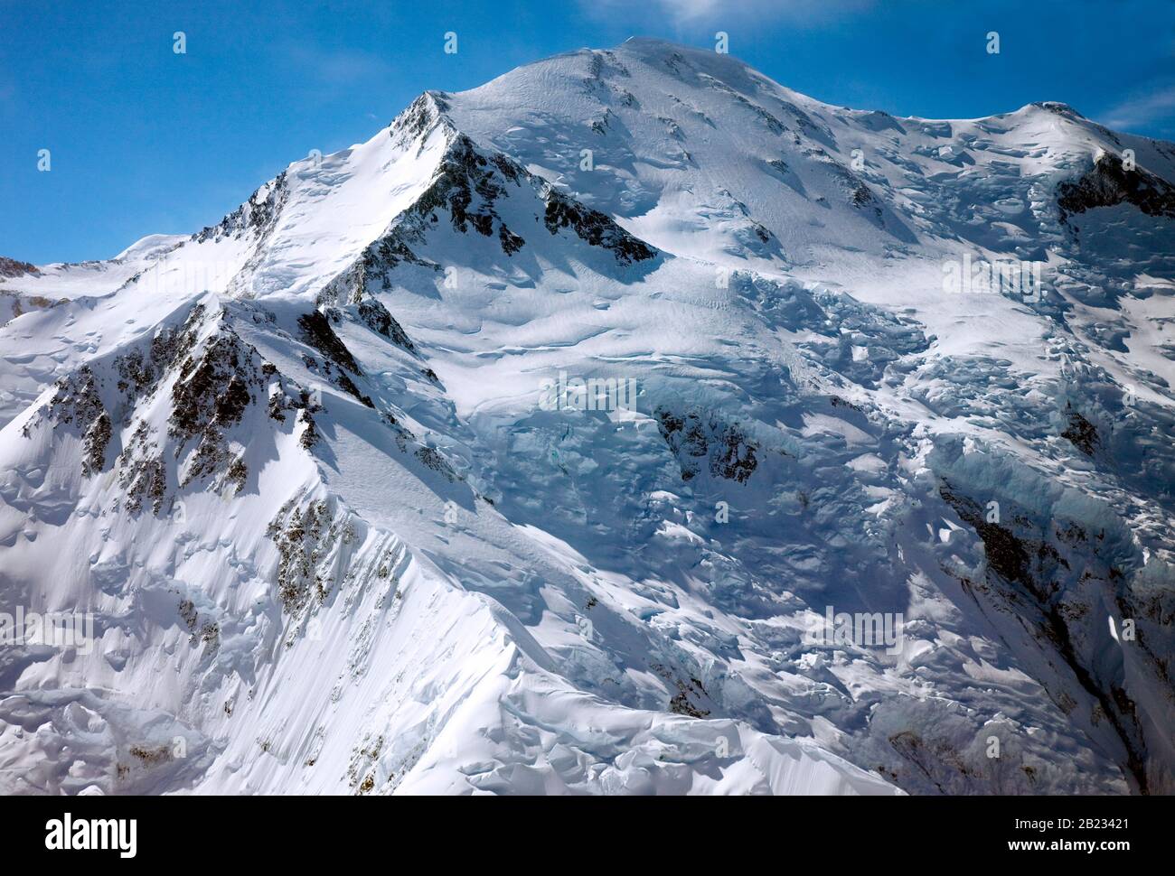 DENALI NATIONAL PARK, USA - 06 Aug 2008 - Aerial view of Mount McKinley or Denali ('The Great One') in Alaska is the highest mountain peak in North Am Stock Photo