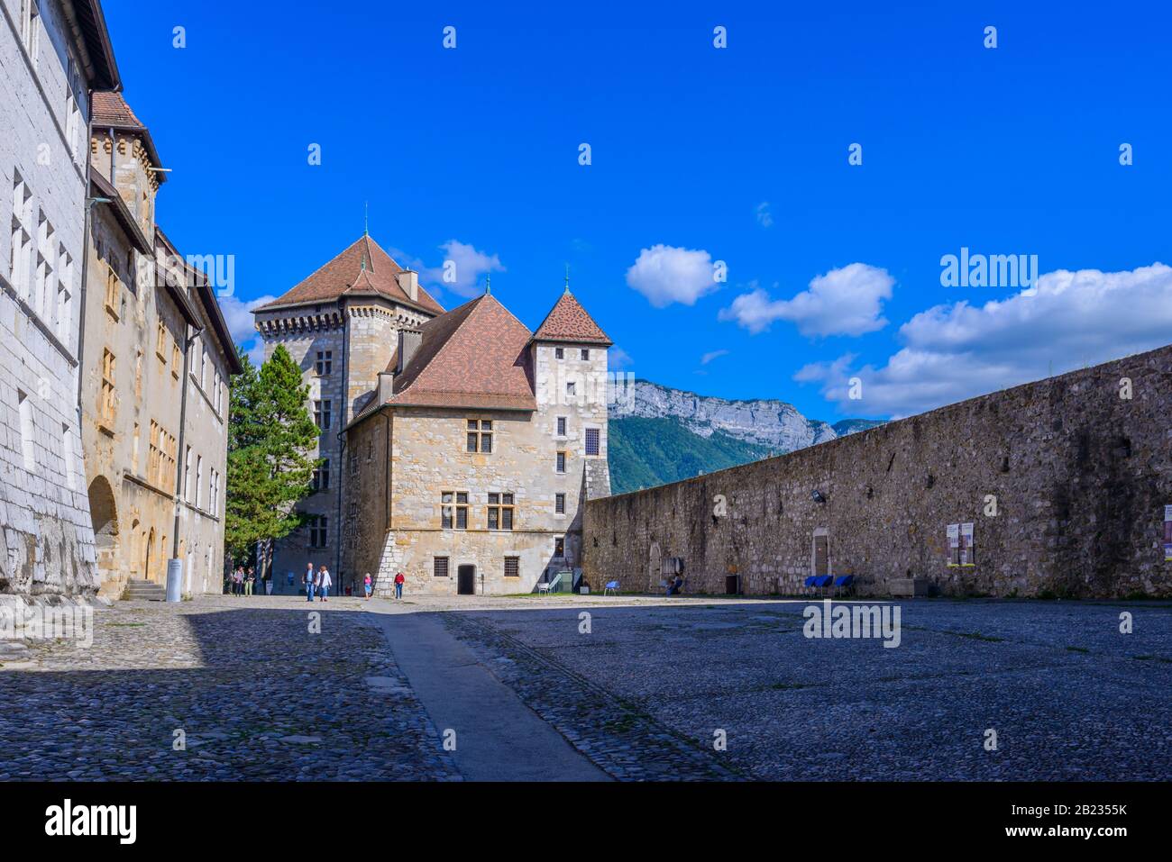 Château d'Annecy, a castle which dominates the old town of Annecy, France, which has been restored and transformed into a museum by the town. Stock Photo