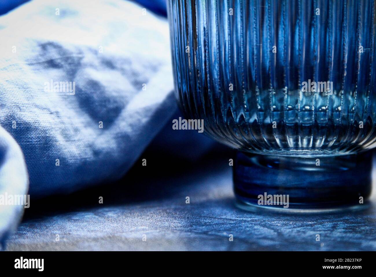 Handblown glass vase in Classic Blue ...Pantene colour of the year 2020 Stock Photo