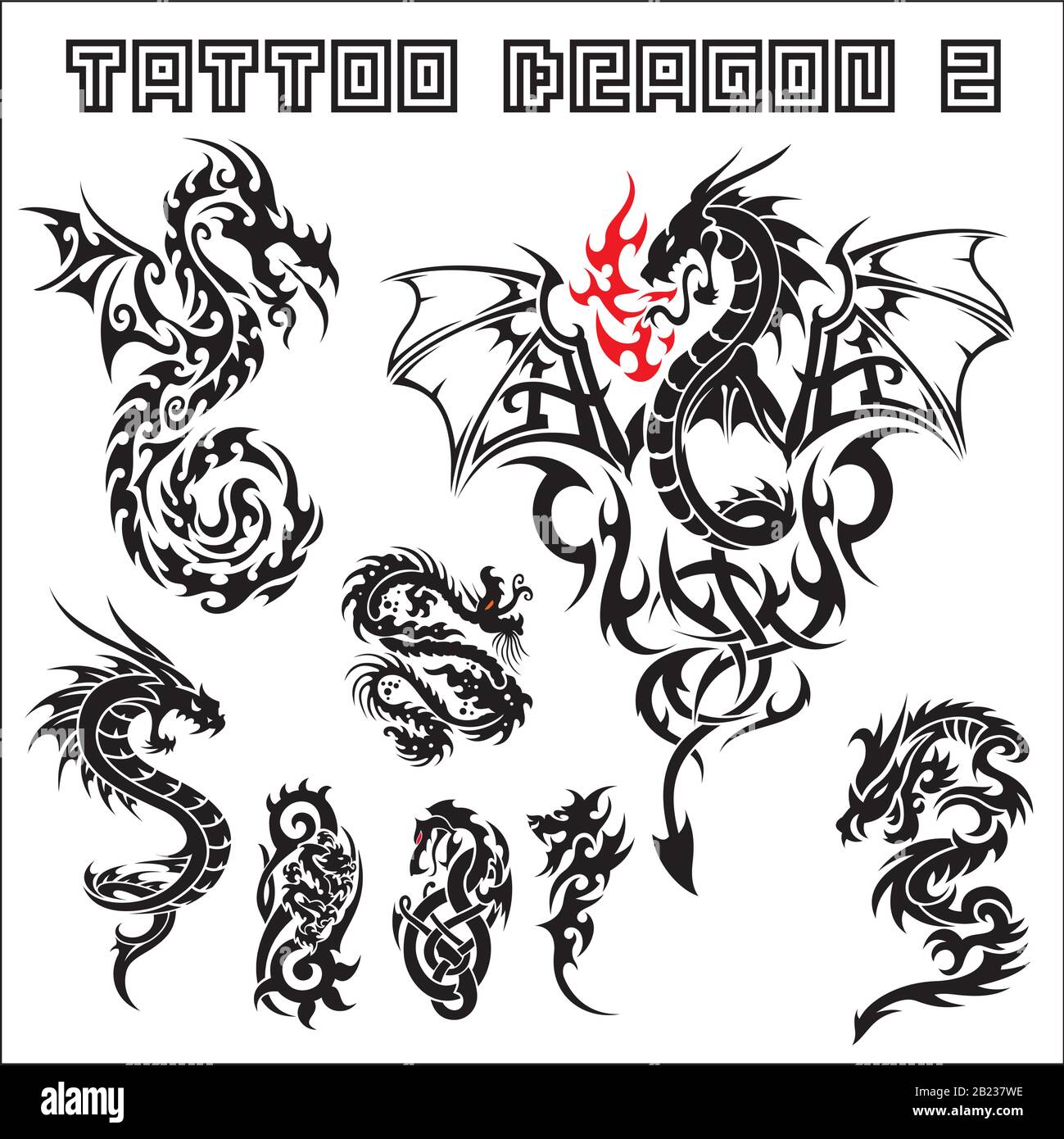 tattoo art collection illustration Stock Vector