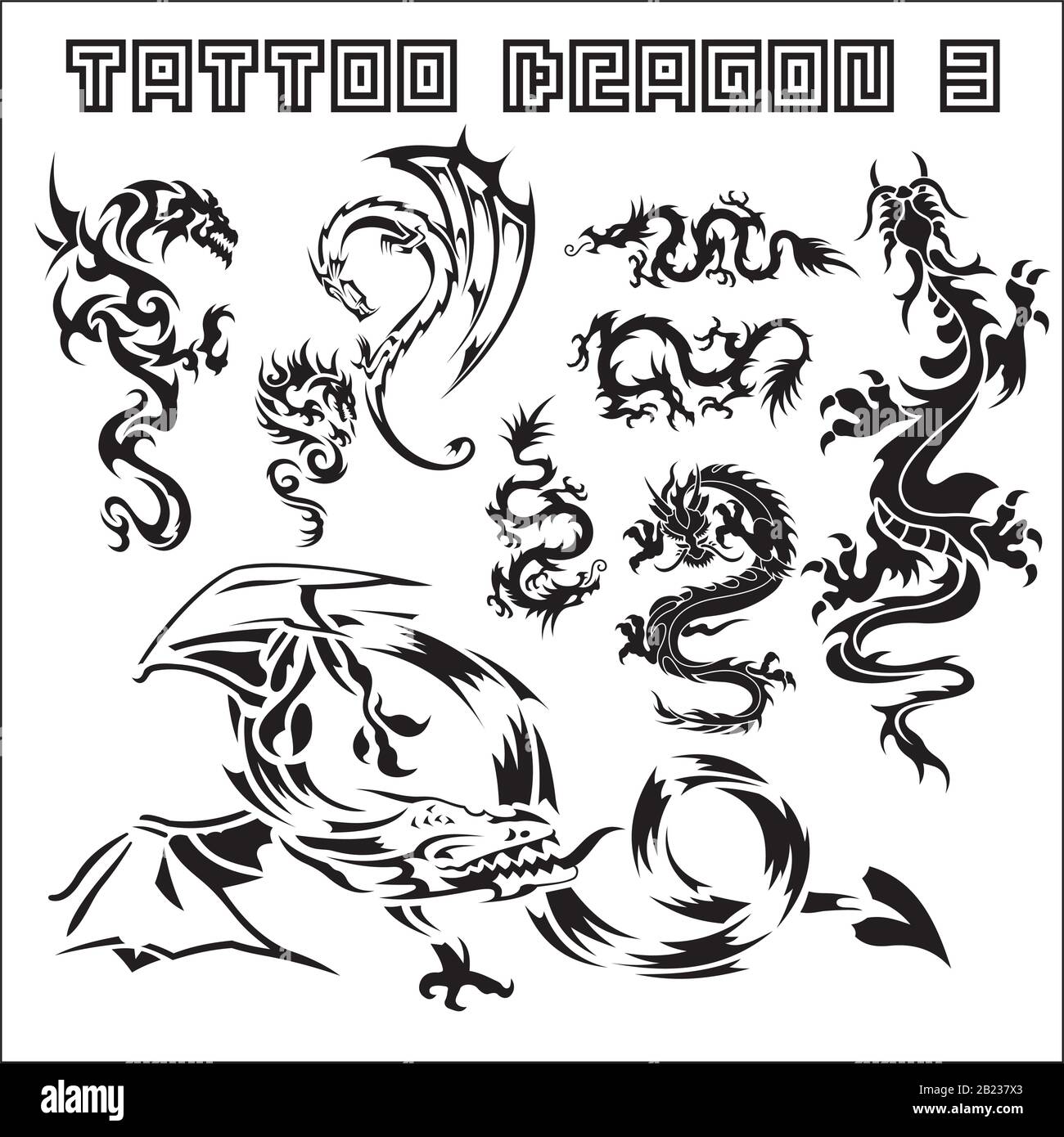 tattoo art collection illustration Stock Vector