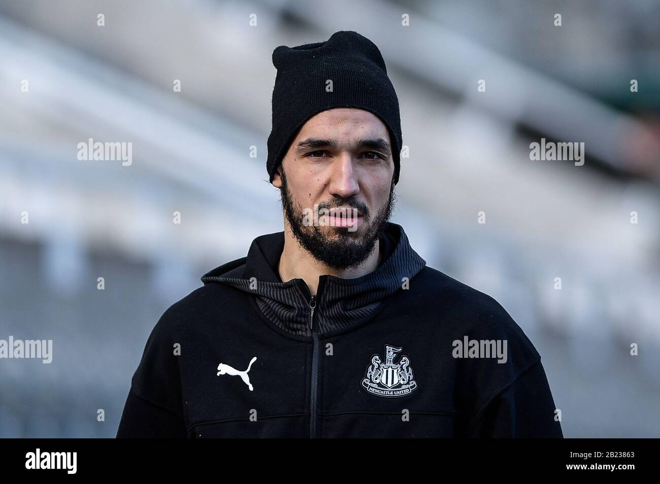 NEWCASTLE UPON TYNE, ENGLAND - FEBRUARY 29TH Nabil Bentaleb (42) of Newcastle United before the Premier League match between Newcastle United and Burnley at St. James's Park, Newcastle on Saturday 29th February 2020. (Credit: Iam Burn | MI News) Photograph may only be used for newspaper and/or magazine editorial purposes, license required for commercial use Credit: MI News & Sport /Alamy Live News Stock Photo