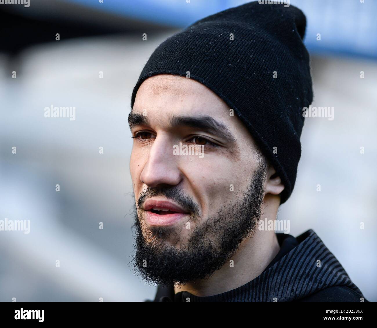 NEWCASTLE UPON TYNE, ENGLAND - FEBRUARY 29TH Nabil Bentaleb (42) of Newcastle United before the Premier League match between Newcastle United and Burnley at St. James's Park, Newcastle on Saturday 29th February 2020. (Credit: Iam Burn | MI News) Photograph may only be used for newspaper and/or magazine editorial purposes, license required for commercial use Credit: MI News & Sport /Alamy Live News Stock Photo