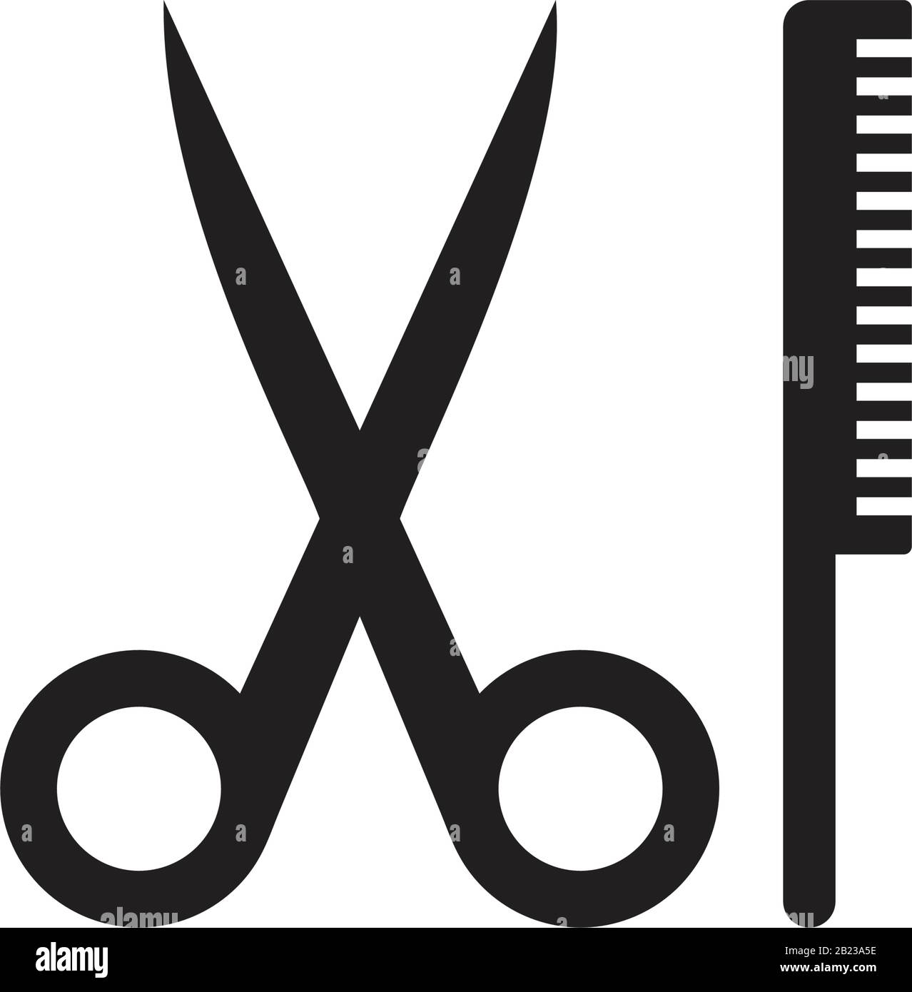 Comb and scissors icon template black color editable. Comb and scissors icon symbol Flat vector illustration for graphic and web design. Stock Vector