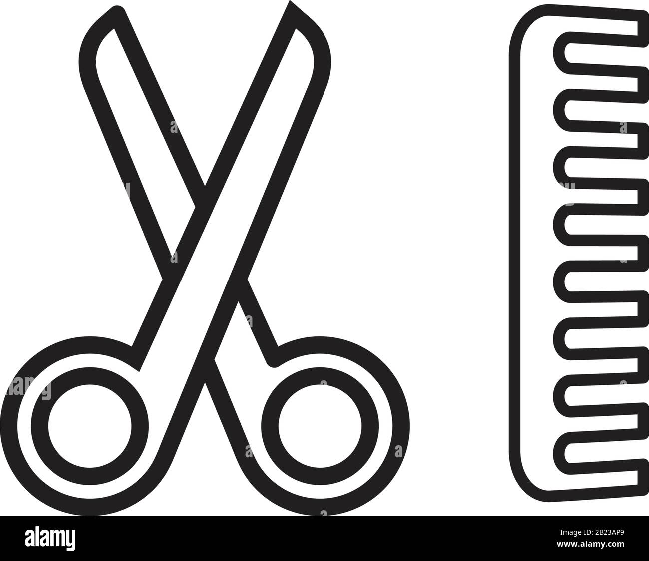 Comb and scissors icon template black color editable. Comb and scissors