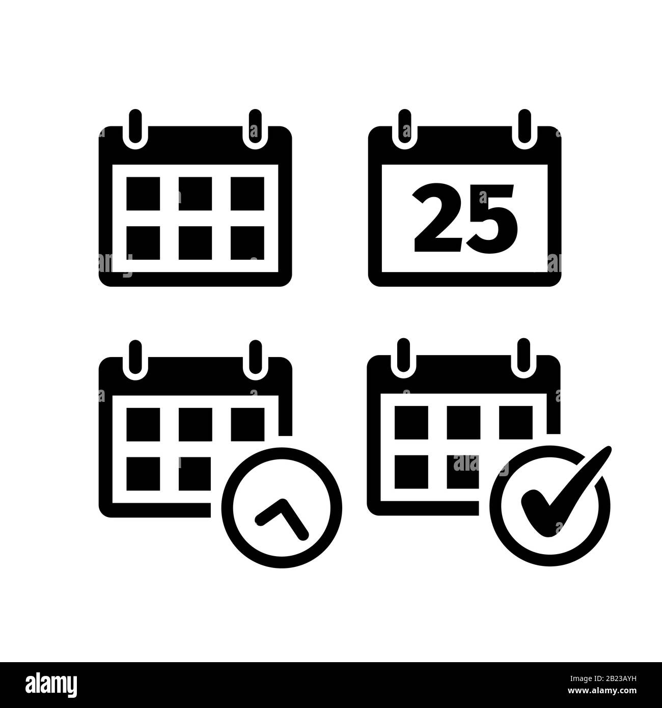 Calendar icon set in flat style on white. Stock Vector