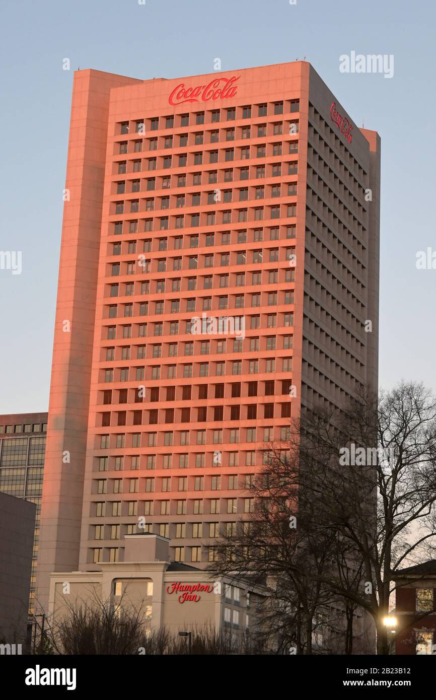 General overall view of the Coca-Cola Headquarters, Saturday, Feb. 29,  2020, in midtown Atlanta, Georgia. The most visible building on the campus  is a 29-story, 403 foot (122. m) high structure called