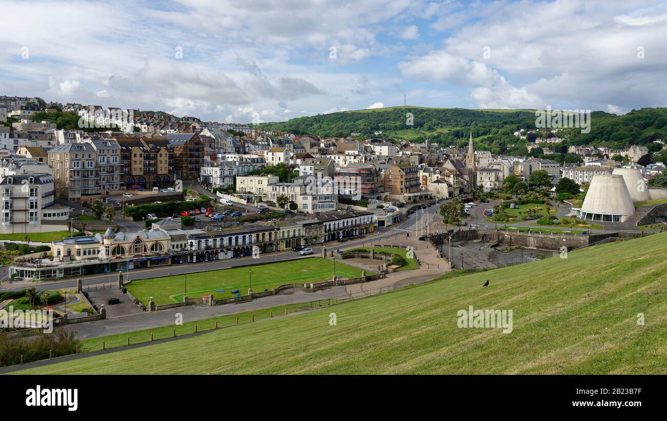 Ilfracombe Victorian Seaside Town with the Lime Kilns, viewed from Capstone Hill, Devon, UK Stock Photo