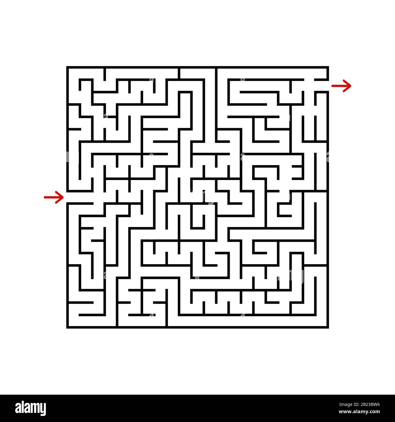 Black square maze with entrance and exit. A game for children and