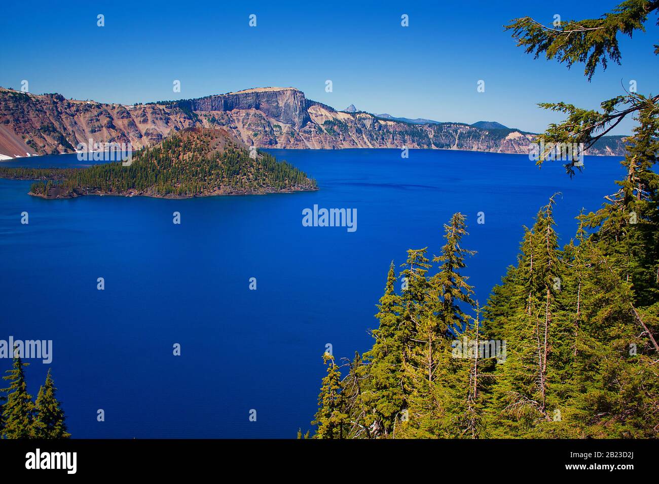 Oregon, USA Panorama of Crater Lake National Park (Crater Lake is the
