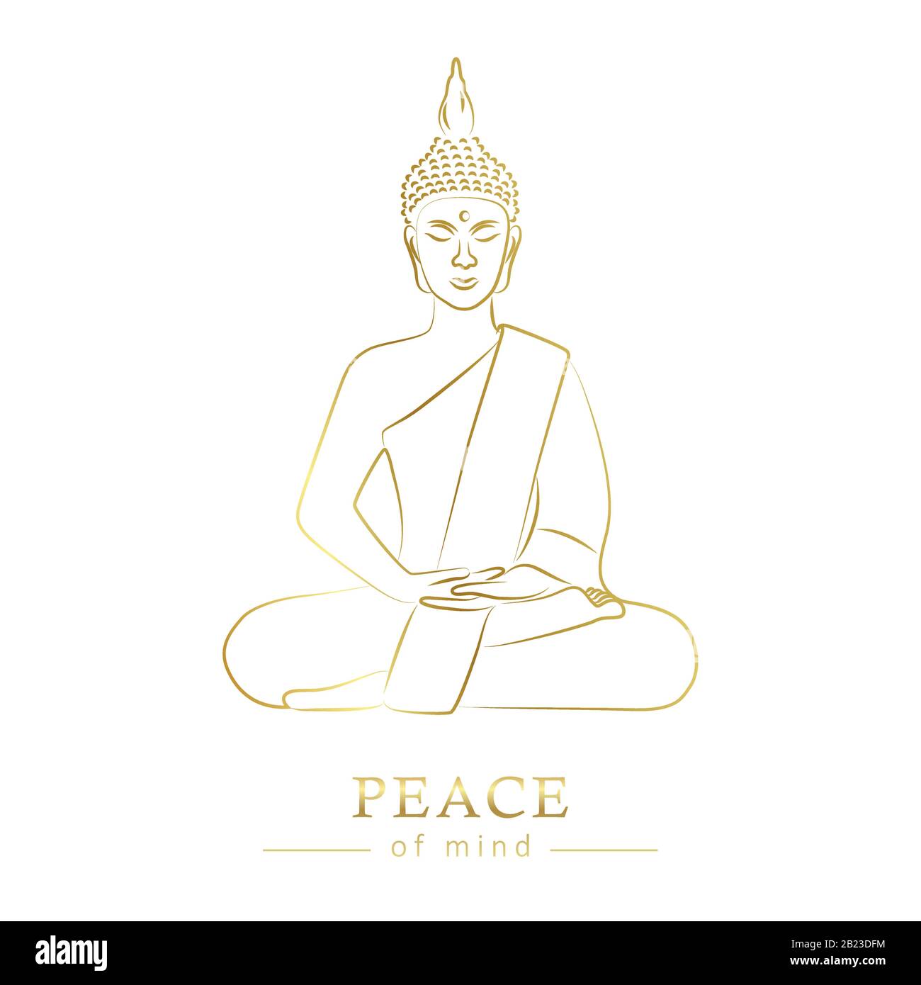 golden buddha figure peace of mind isoladet on white background vector illustration EPS10 Stock Vector