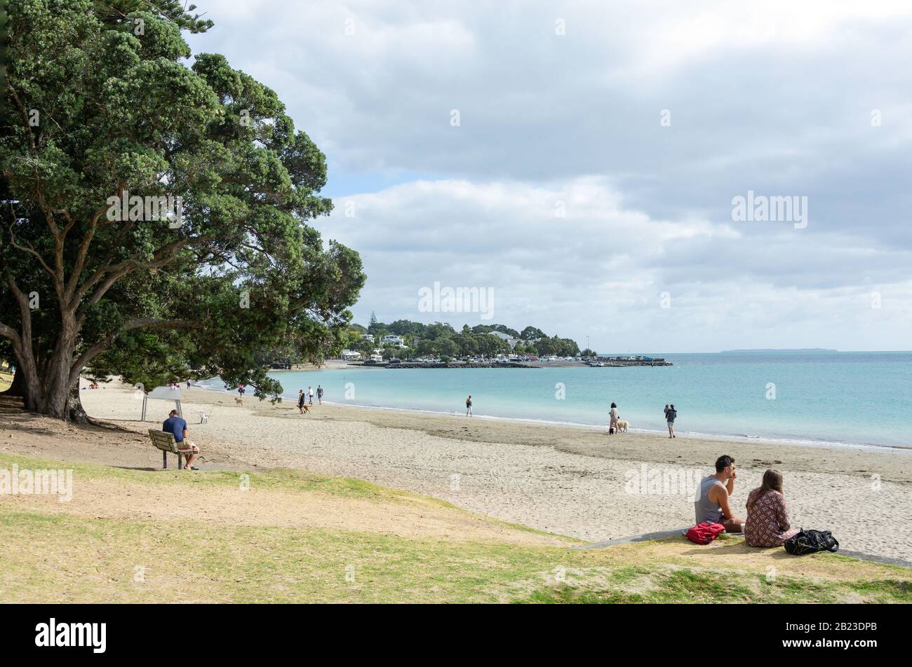 Takapuna Beach, Takapuna, North Shore, Auckland, Auckland Region, New Zealand Stock Photo