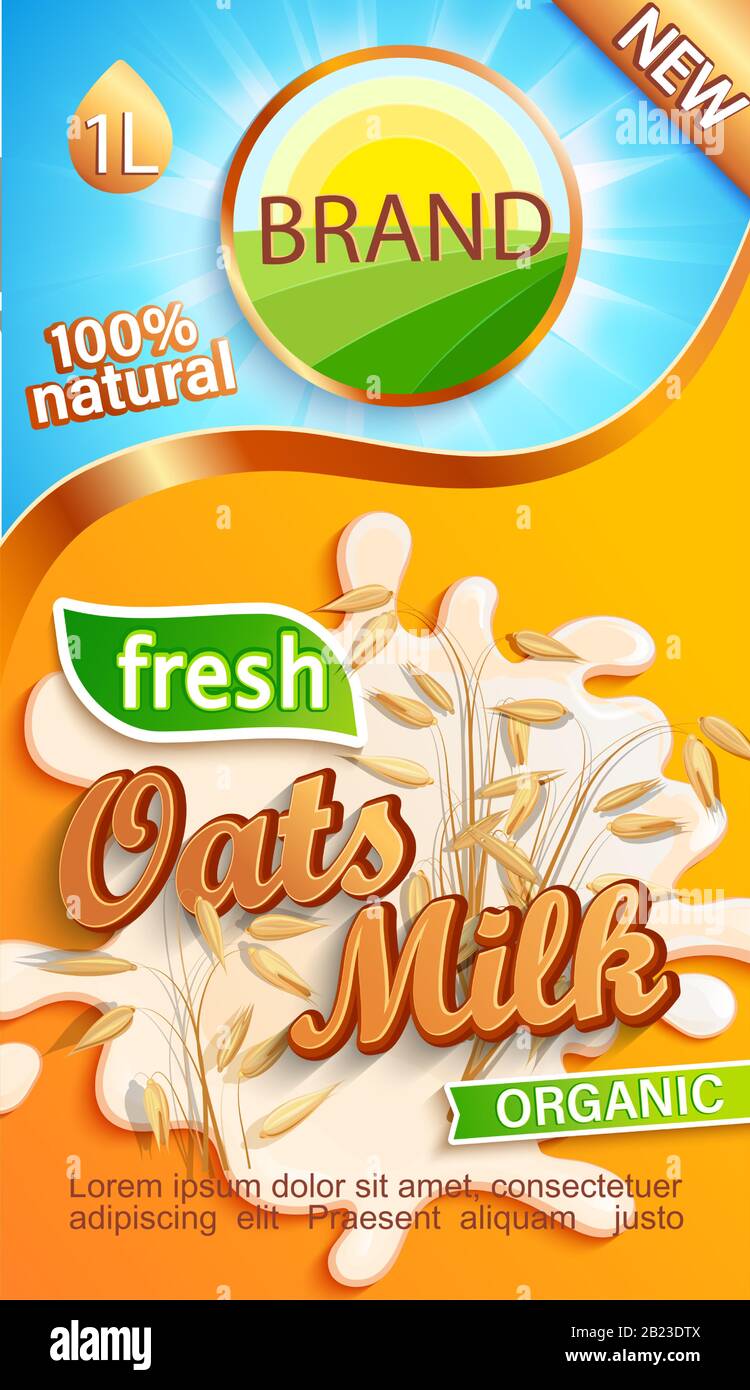 Oats milk label for your brand. Stock Vector