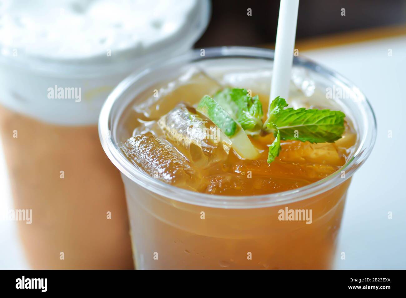 https://c8.alamy.com/comp/2B23EXA/lemon-tea-iced-tea-or-mango-tea-and-milk-tea-2B23EXA.jpg