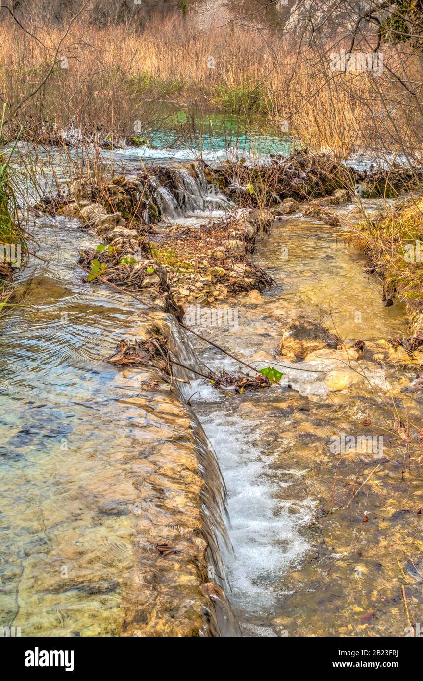 Plitvice Lakes in wintertime, Croatia Stock Photo