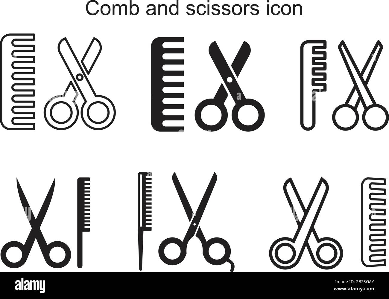 Comb and scissors icon template black color editable. Comb and scissors icon symbol Flat vector illustration for graphic and web design. Stock Vector