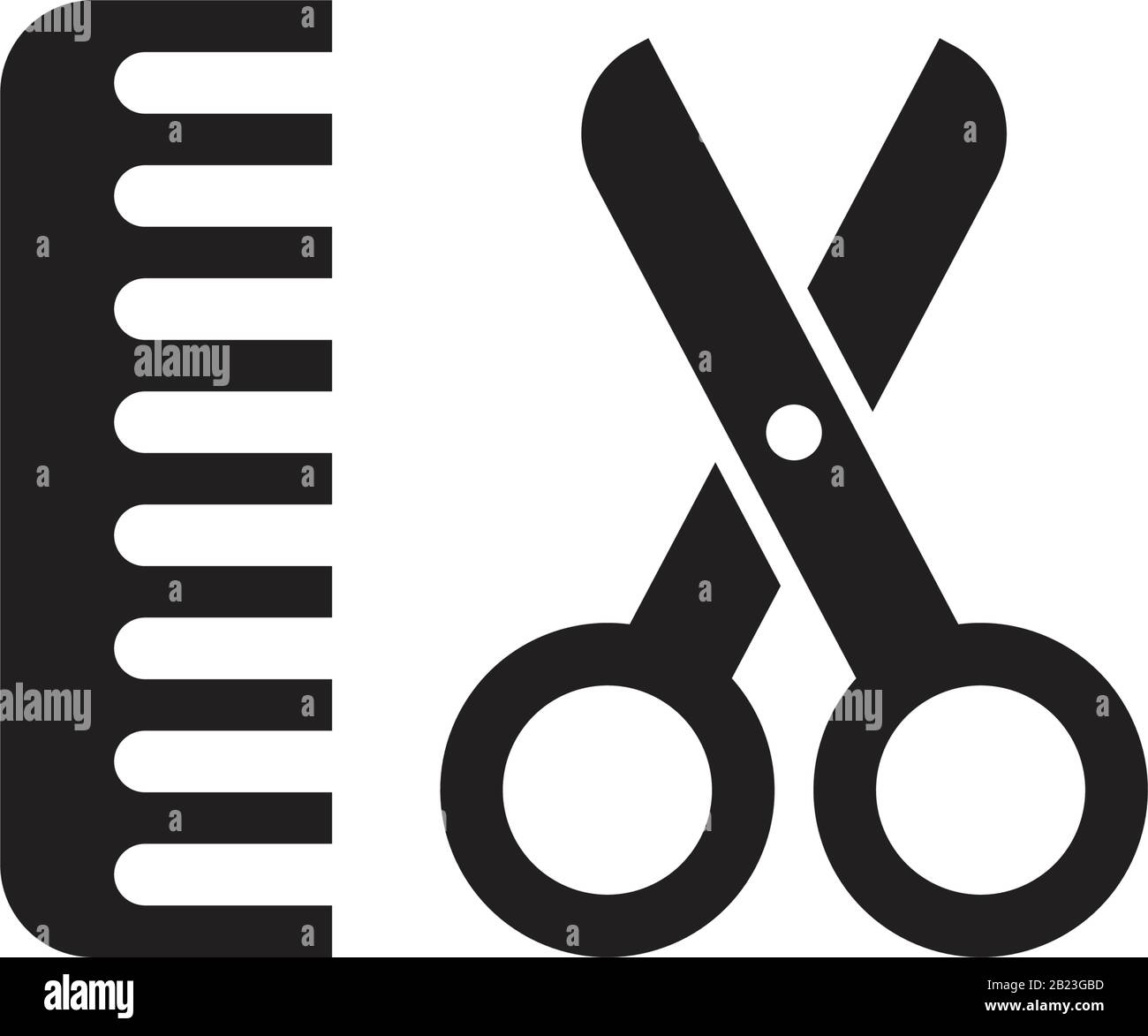 Comb and scissors icon template black color editable. Comb and scissors