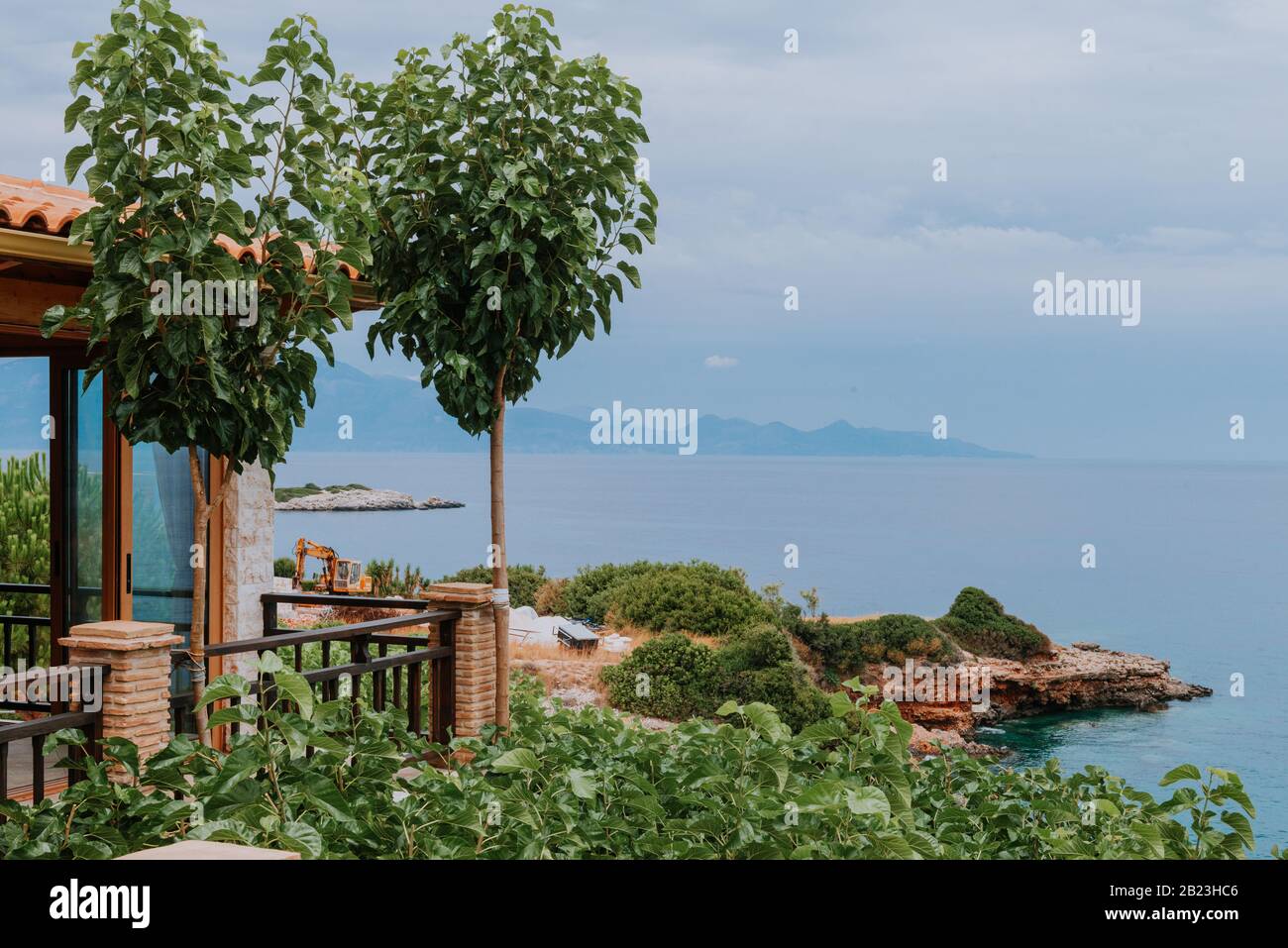 View from the terrace of luxury villa. Stock Photo