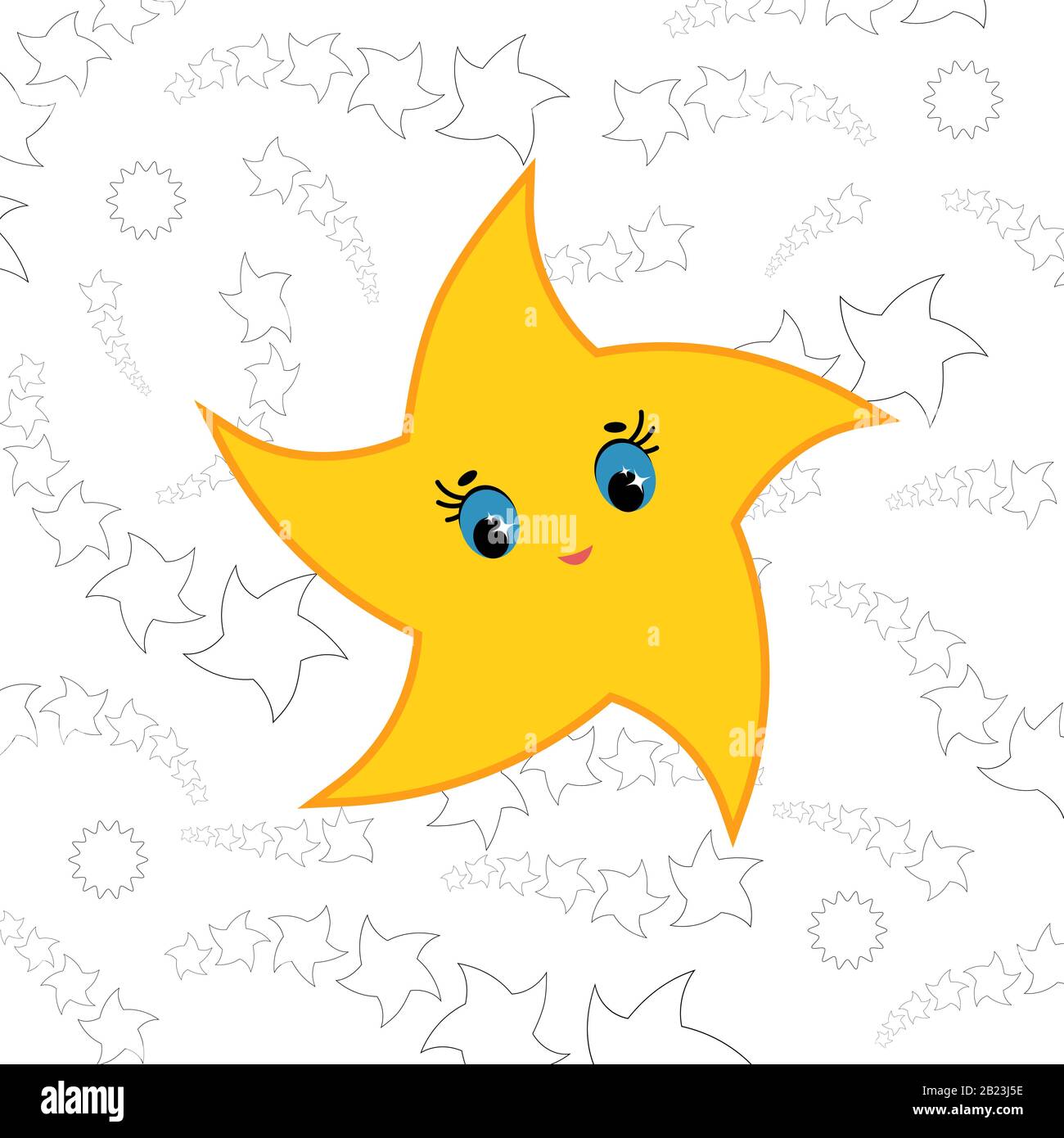 Yellow cartoon star. Simple flat vector illustration Stock Vector