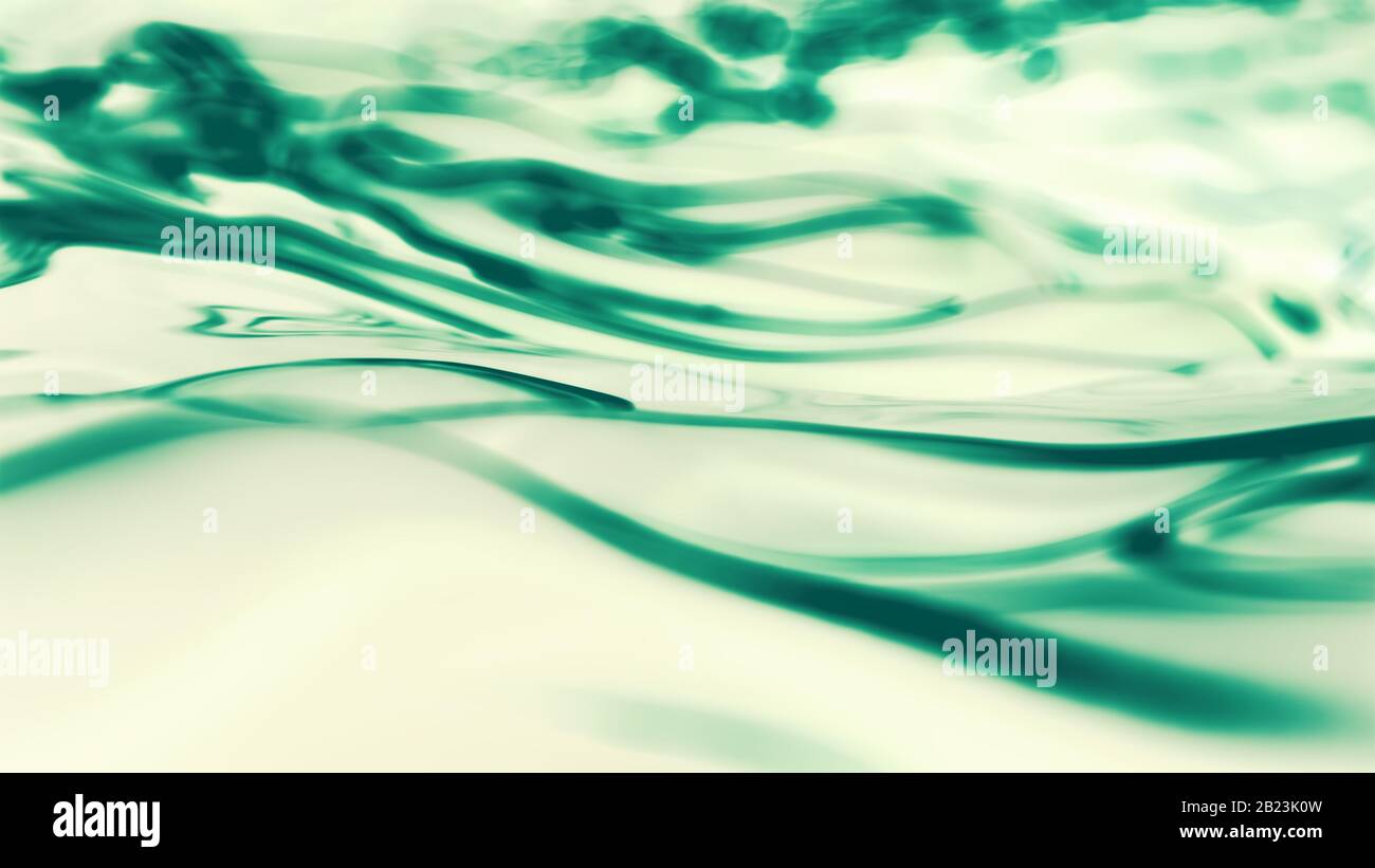 Abstract Liquid background with green water curved lines on white Stock ...