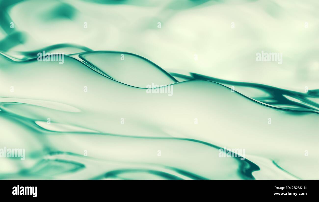 Abstract Liquid background with green water curved lines on white Stock ...