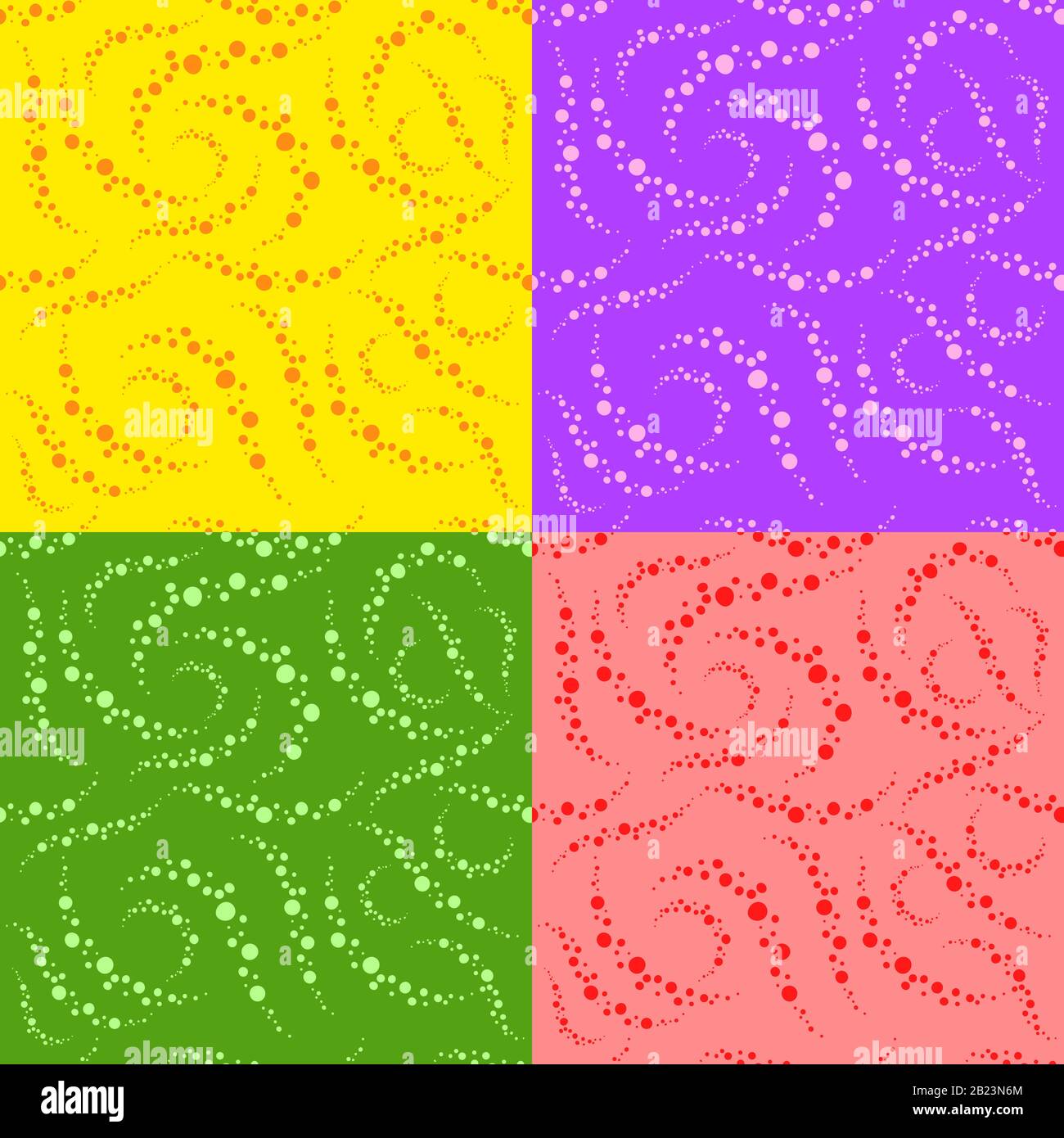 Set of colored abstract seamless patterns. Simple flat vector illustration. Stock Vector