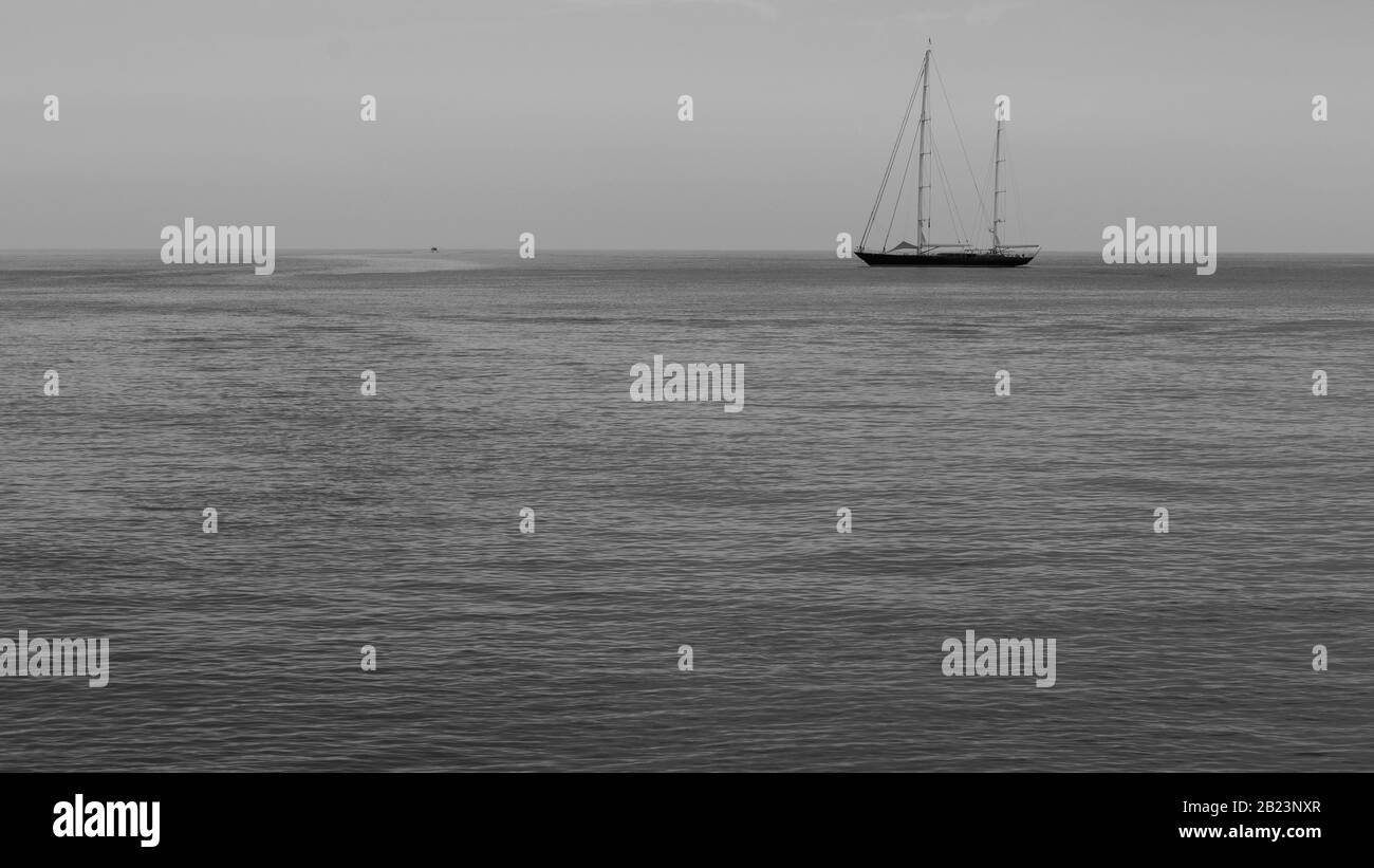 Vessel and sunset Black and White Stock Photos & Images - Alamy