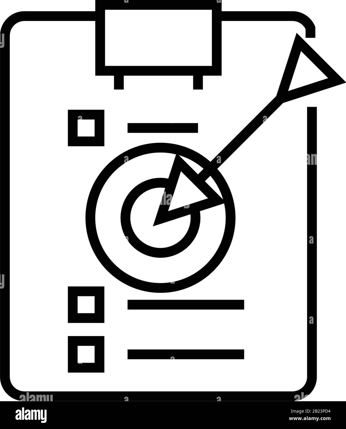 Reaching target line icon, concept sign, outline vector illustration ...