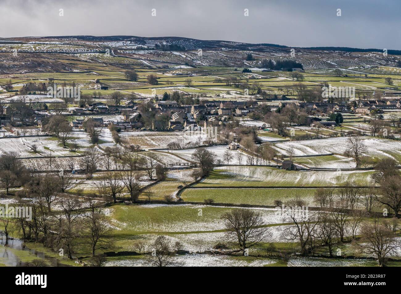 Mickleton, Teesdale from Whistle Crag in Winter Stock Photo