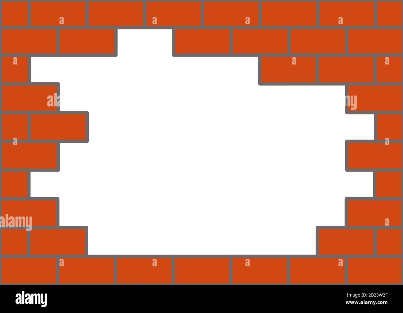 Brown brick wall on a white background. Stock Vector