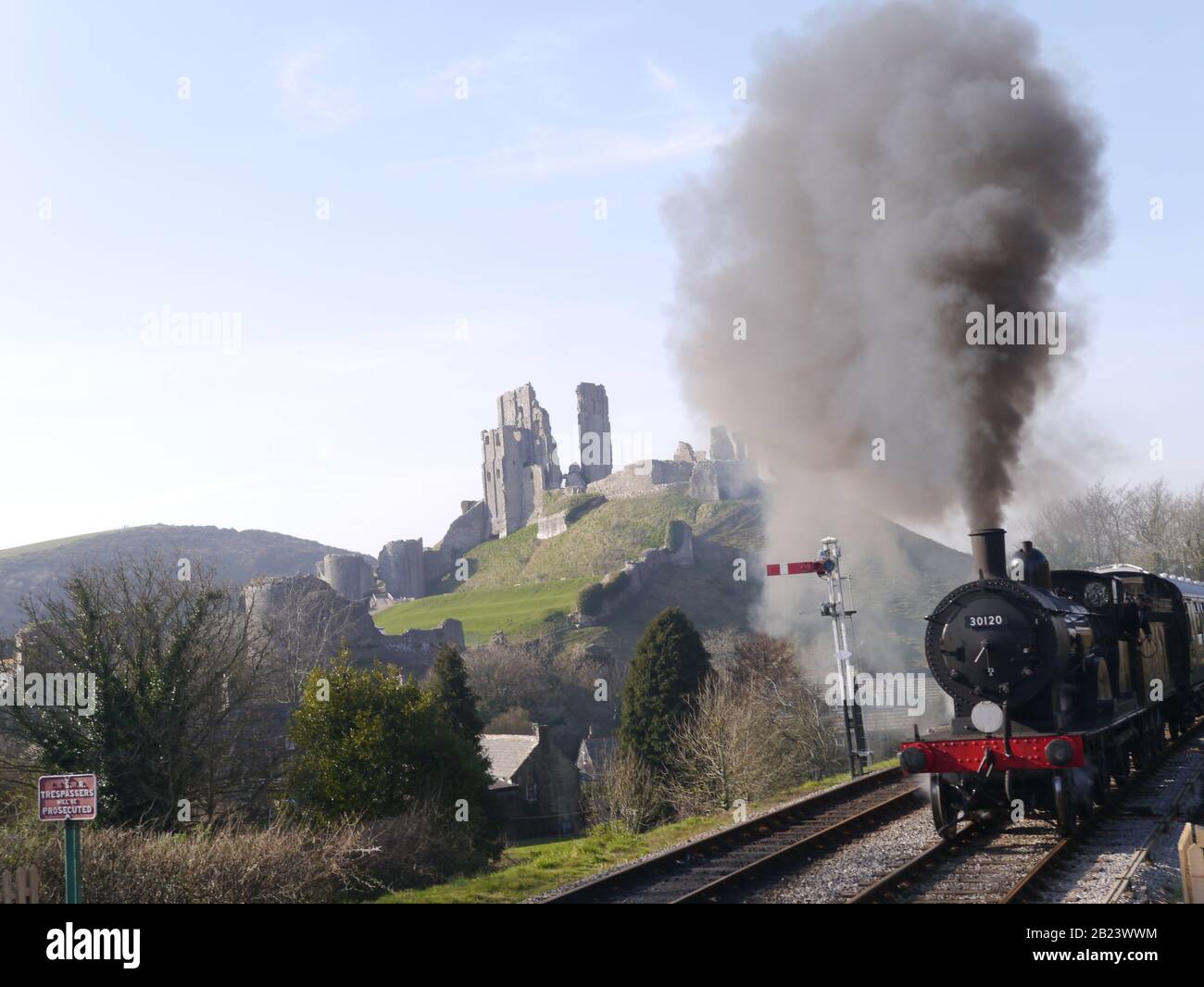 Corfe Castle Steam Train, United Kingdom Stock Photo