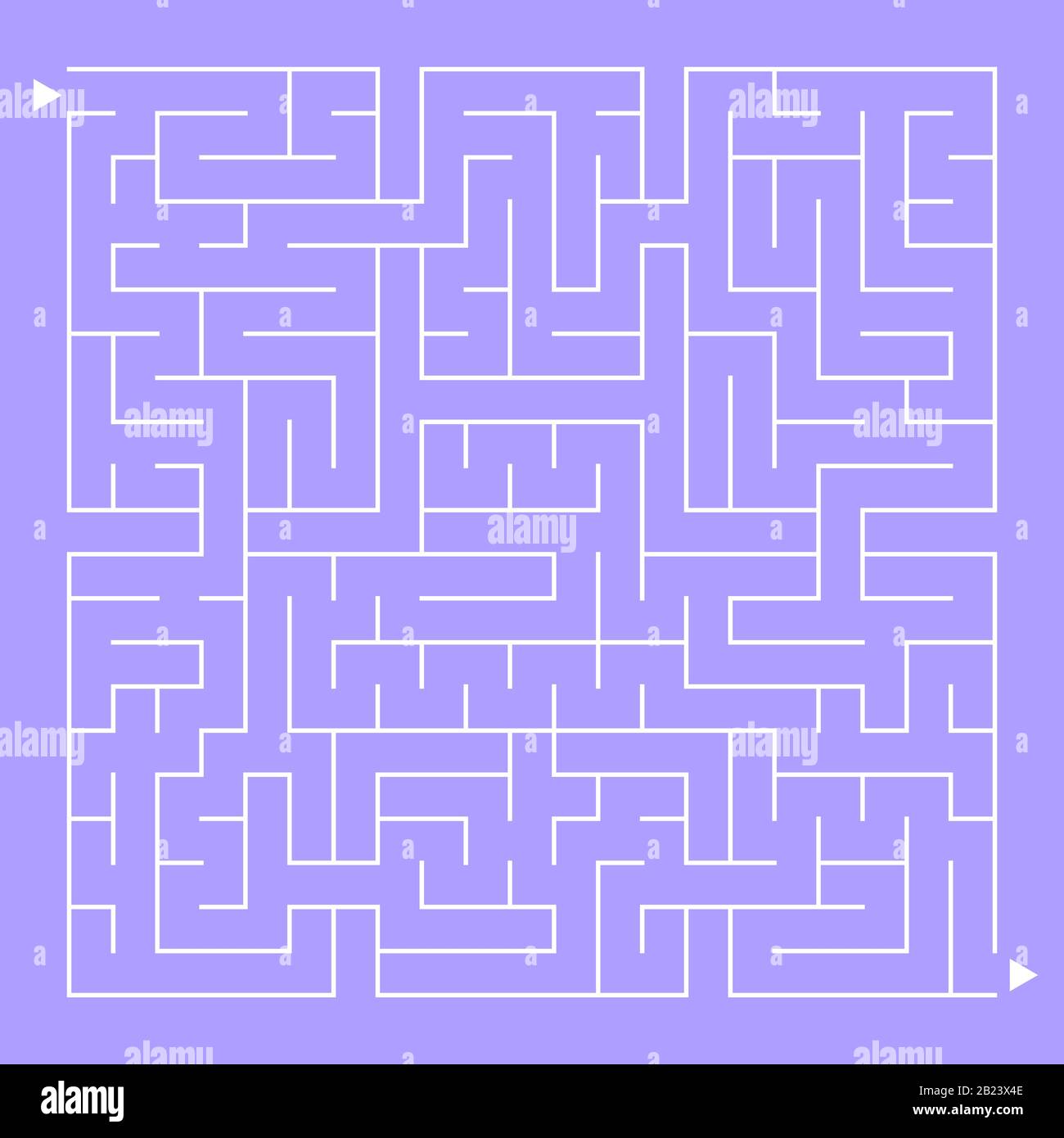 Abstract complex square isolated labyrinth. White on a purple background. An interesting game for children and adults. Simple flat vector illustration Stock Vector