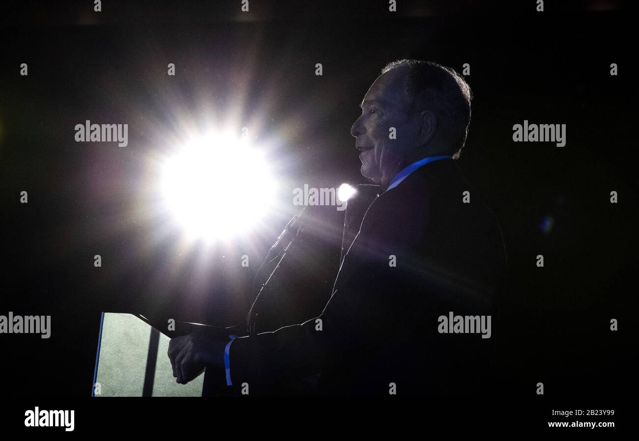 Virginia, USA. 29th Feb, 2020. Democratic presidential candidate Mike Bloomberg speaks at a campaign rally in McClean, Virginia on Saturday, February 29, 2020. Photo by Kevin Dietsch/UPI Credit: UPI/Alamy Live News Stock Photo