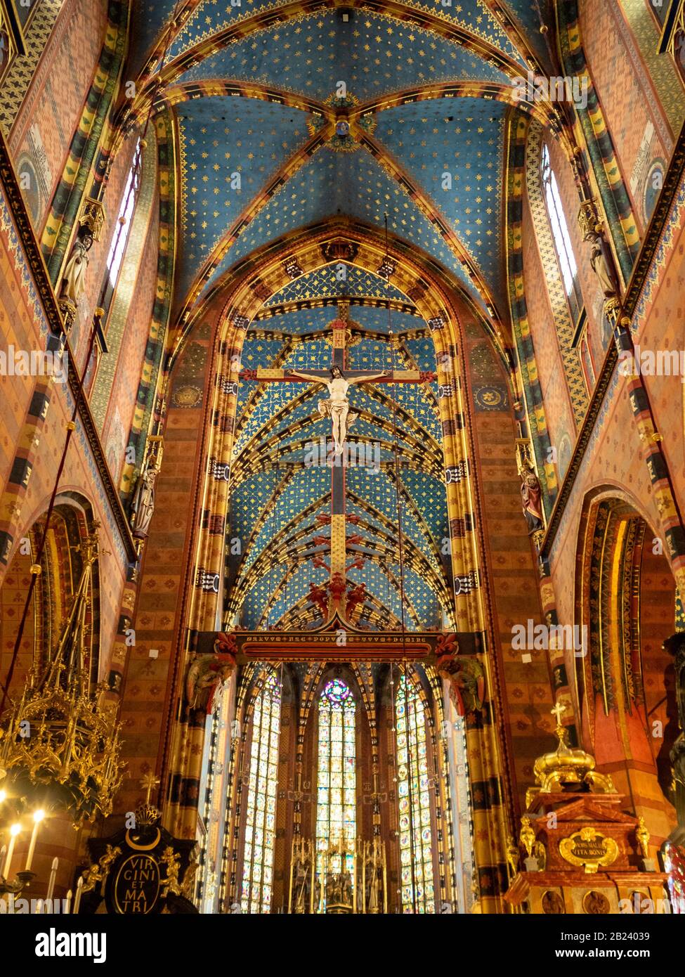 Colourful Ceiling Of The Main Nave Of St Mary S Basilica Krakow Stock Photo Alamy