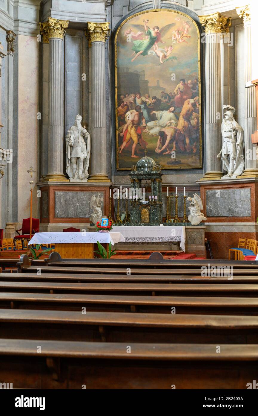 Pápa, Hungary. 2020/2/13. The altar in the church of Saint Stephen. Stock Photo
