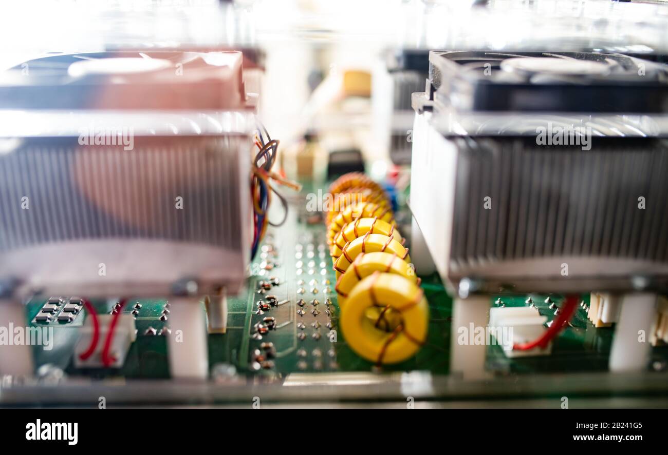 Complex system of equipment and microcircuits at a military base. The ...
