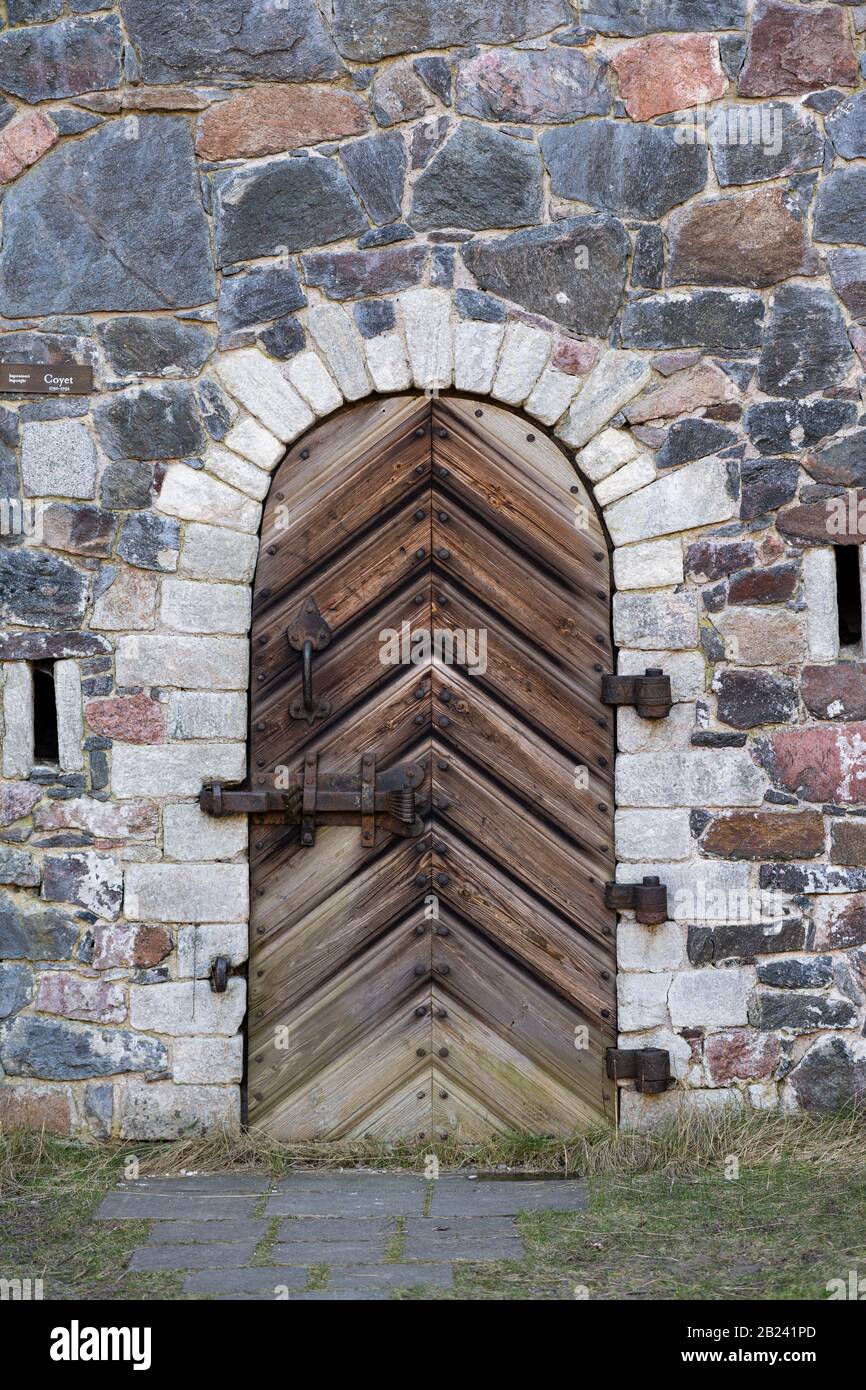 A door at the Suomenlinna Fortress, Helsinki Stock Photo