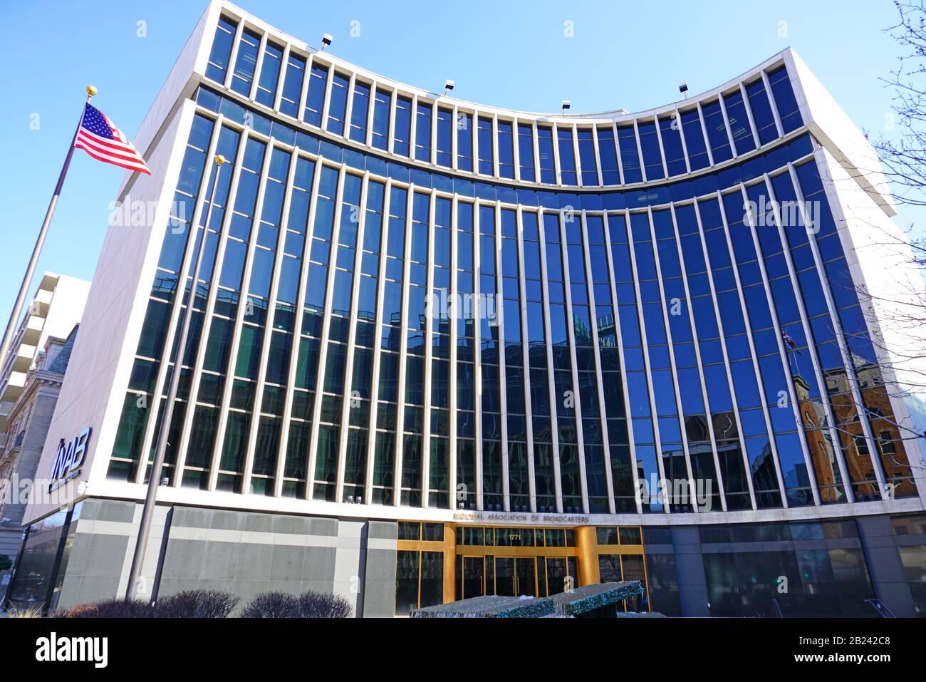 WASHINGTON, DC -21 FEB 2020- View of the headquarters building of the National Association of Broadcasters (NAB) located in Washington DC. Stock Photo