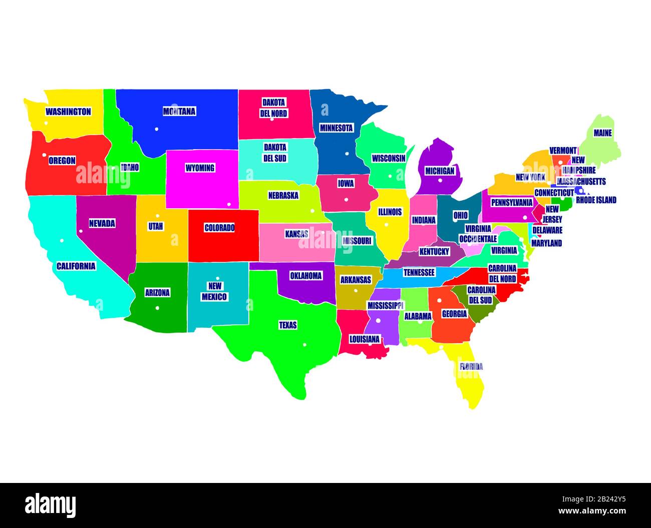 Map of USA with regions. Colorful graphic illustration with map of USA ...