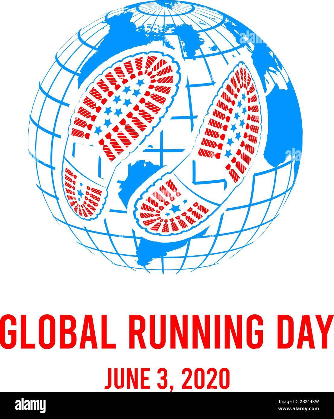 Global running day, 2020. Annual wellness event. Vector illustration
