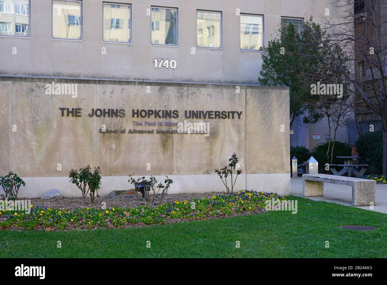 WASHINGTON, DC -21 FEB 2020- View of the Johns Hopkins Paul Nitze University School of Advanced International Studies  located near Dupont Circle in W Stock Photo