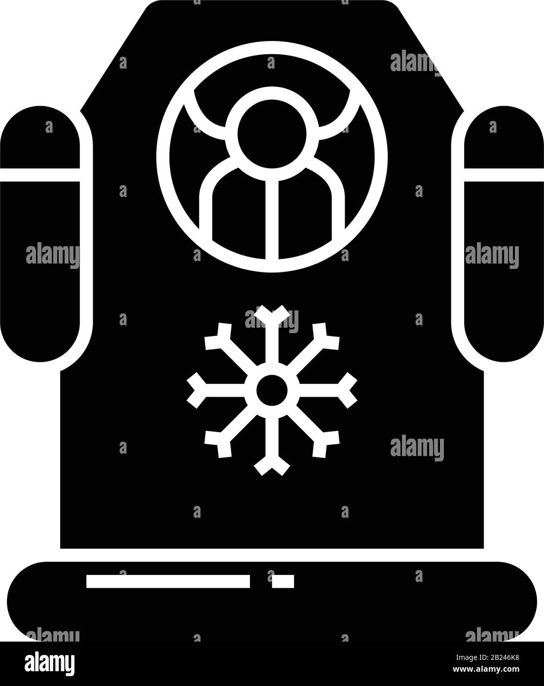 Freezing capsule black icon, concept illustration, vector flat symbol, glyph sign. Stock Vector
