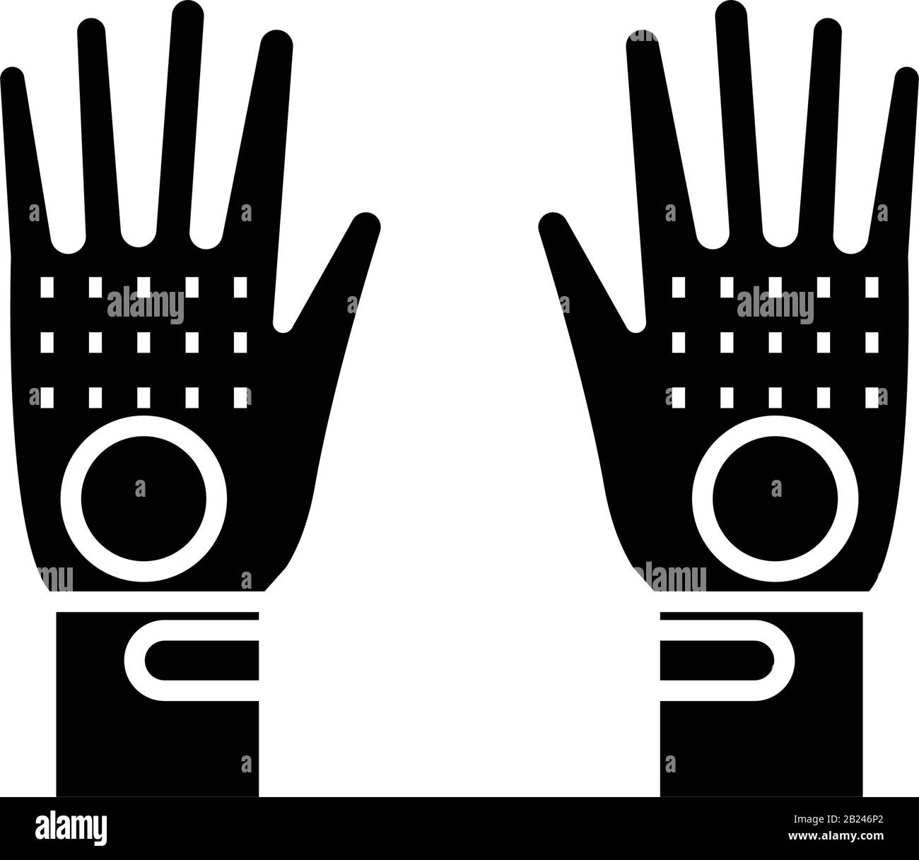 Garden gloves black icon, concept illustration, vector flat symbol, glyph sign. Stock Vector