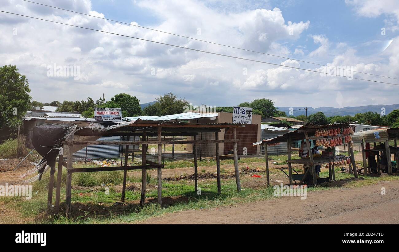 Lekgalonng, South Africa - 23 feb 2020: South African village with various houses both large and small, Here rich and poor live together Stock Photo