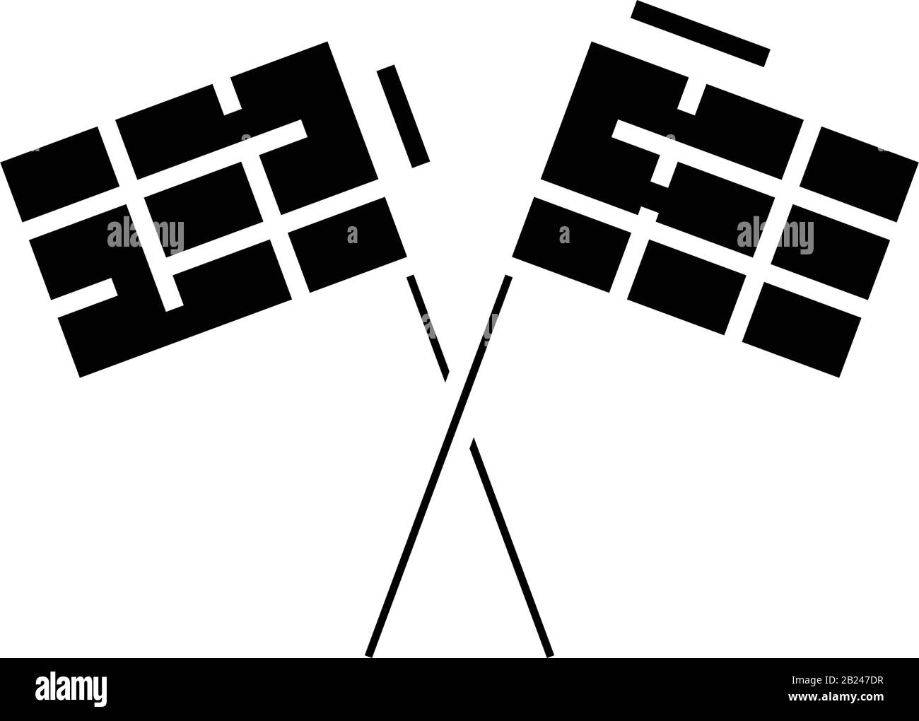 Flags black icon, concept illustration, vector flat symbol, glyph sign