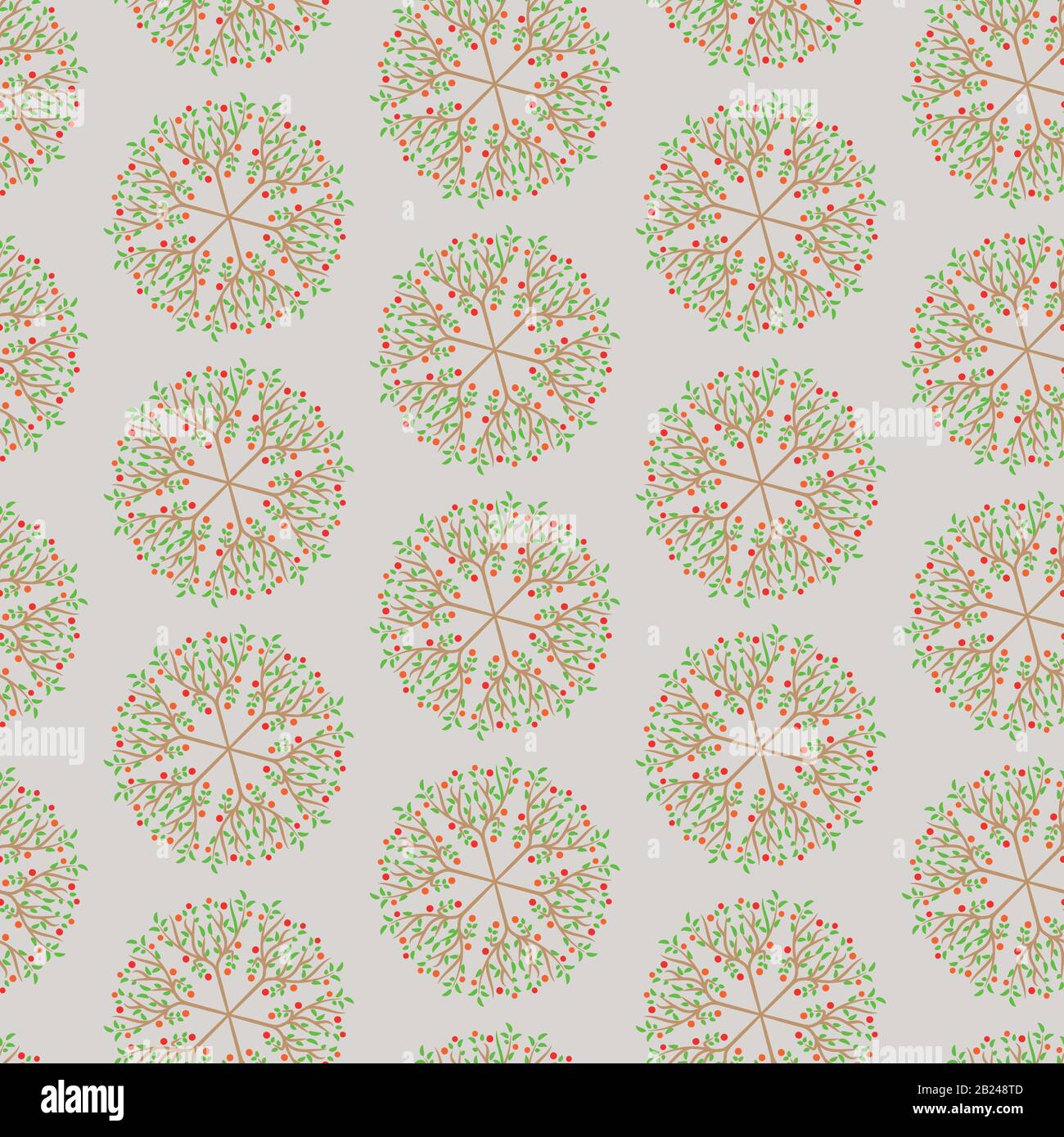 christmas berries wreath seamless vector pattern Stock Vector